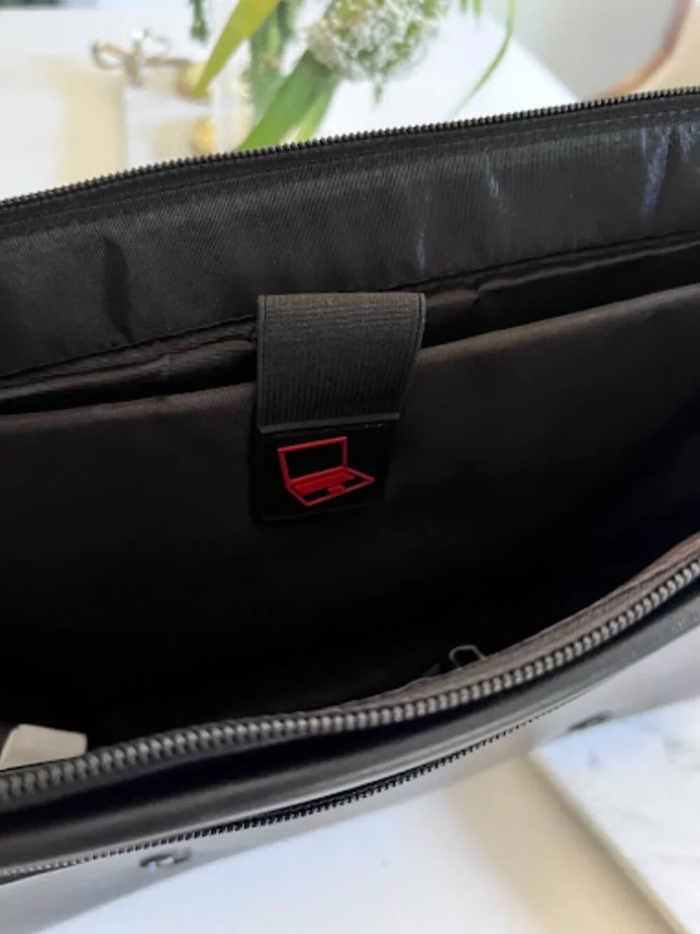 Black Professional Briefcase Laptop Bag with ribbon Scarf